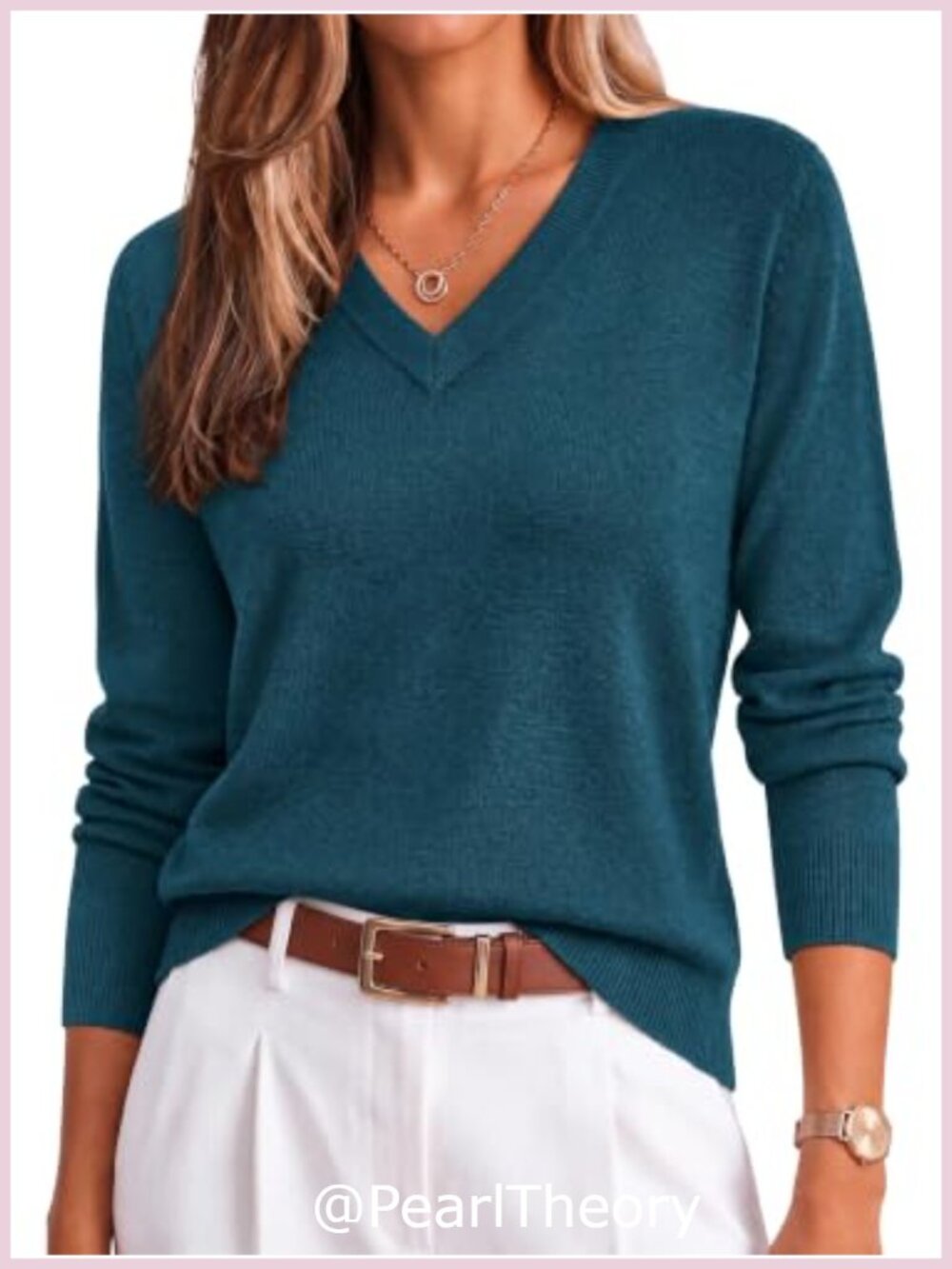 Women's Wool Blend V-Neck Pullover Sweater Loose Fit Long Sleeve Fall Casual